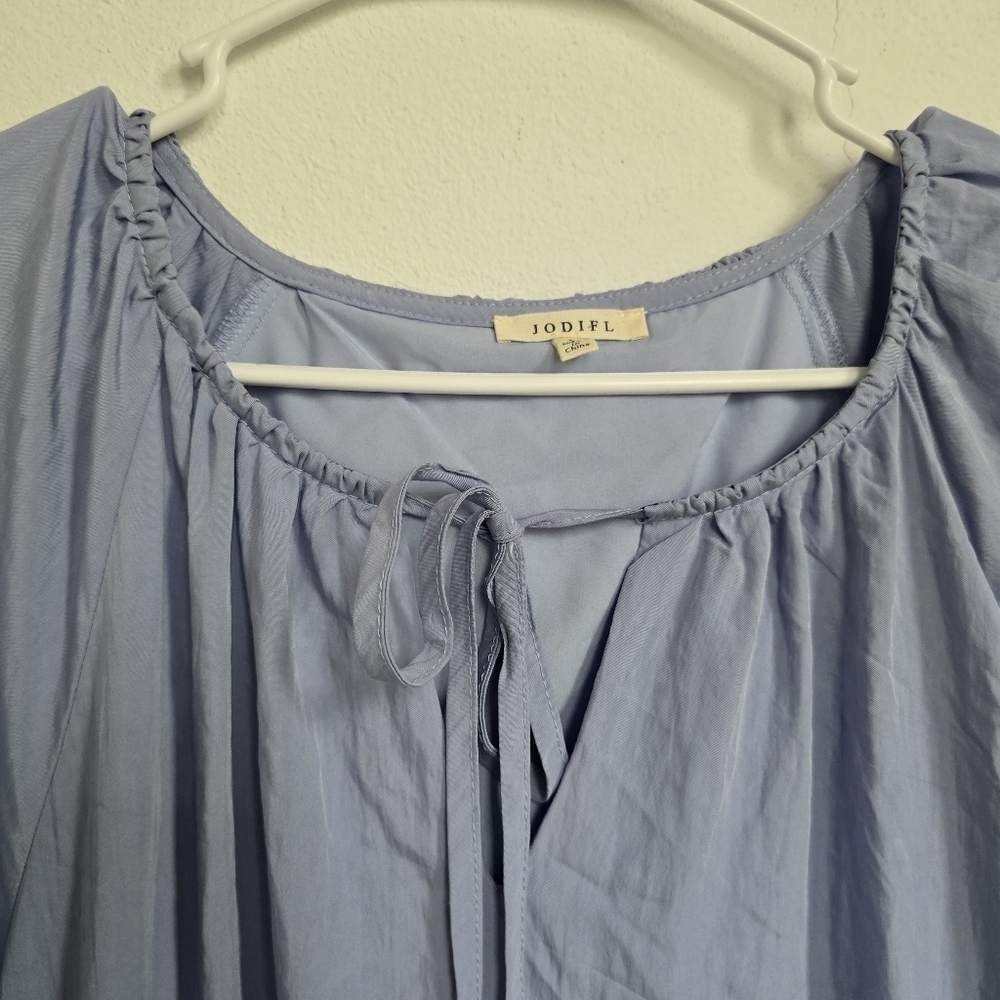 Jofifl Light Blue Solid Short Sleeve Pocketed Dress Large - Picture 5 of 13